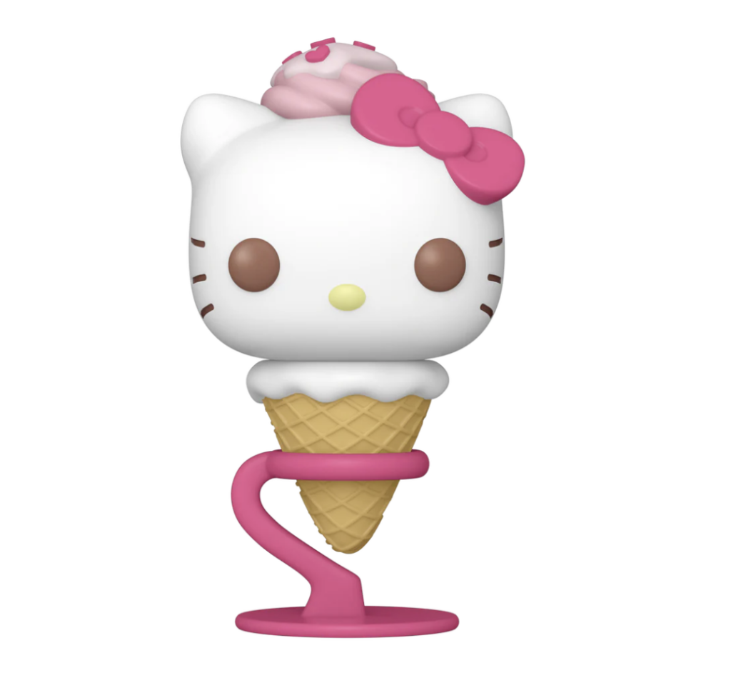 Figura Funko Pop! Hello Kitty as Ice Cream Cone, edizione esclusiva in vinile con supporto rosa.