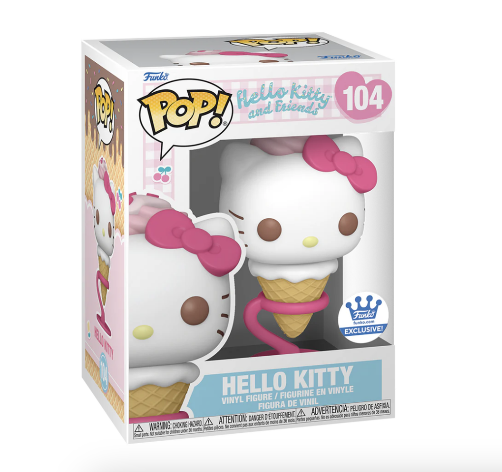 Confezione originale di Funko Pop! Hello Kitty as Ice Cream Cone, con scatola esclusiva e design kawaii.